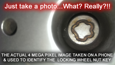 Using just a photo to match your lost locking wheel nut key @ www.jamesandtracy.co.uk