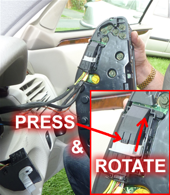 how to remove instrument cables from the mercedes E-class instrument cluster or dashboard  @ www.jamesandtracy.co.uk