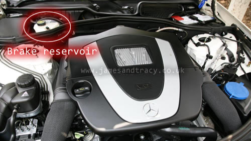 Mercedes S Class Brake Reservoir location  @ www.jamesandtracy.co.uk